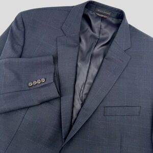 Lauren Ralph Lauren Wool Windowpane Blazer Suit Jacket Men Size 48L Navy Blue